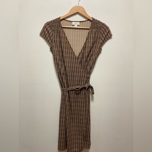 Ann Taylor Loft Brown Wrap Dress Short Sleeve Size 2